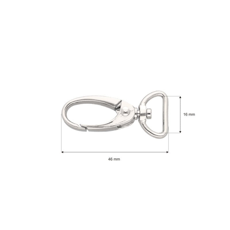 Karabińczyk metalowy 15 mm 0037 krab nikiel połysk