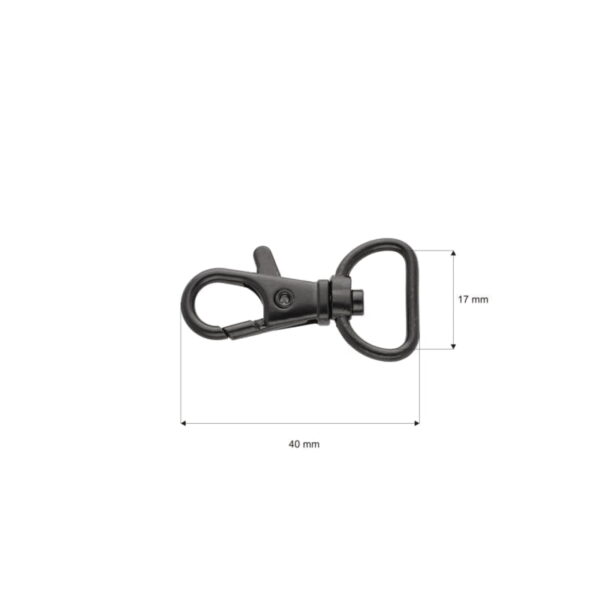 Karabińczyk metalowy 17 mm rybka 5 g czarny mat