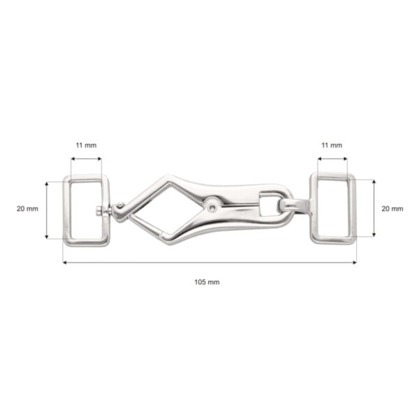 Karabińczyk metalowy 20 mm 0325-0210 nikiel połysk