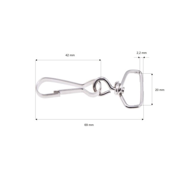 Karabińczyk metalowy 20 mm bck-h010 nikiel