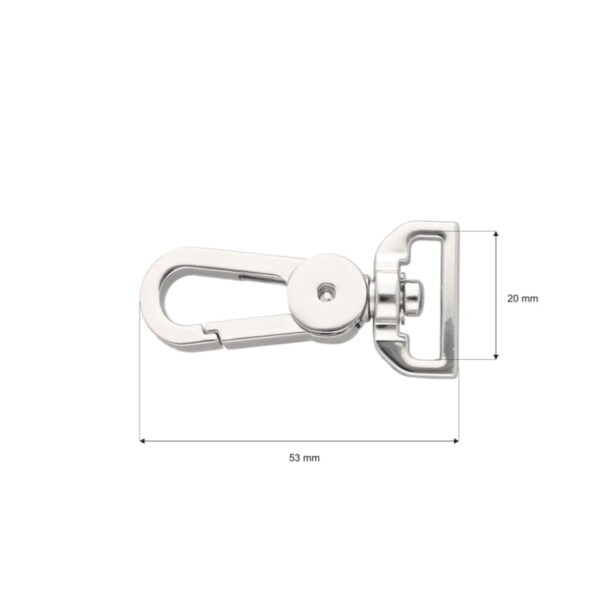 Karabińczyk metalowy 20 mm yme0586(0267) nikiel połysk