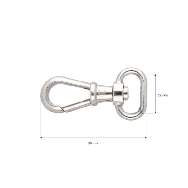 Karabińczyk metalowy 22 mm rf-877 nikiel