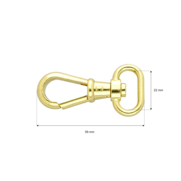 Karabińczyk metalowy 22 mm rf-877 złoty