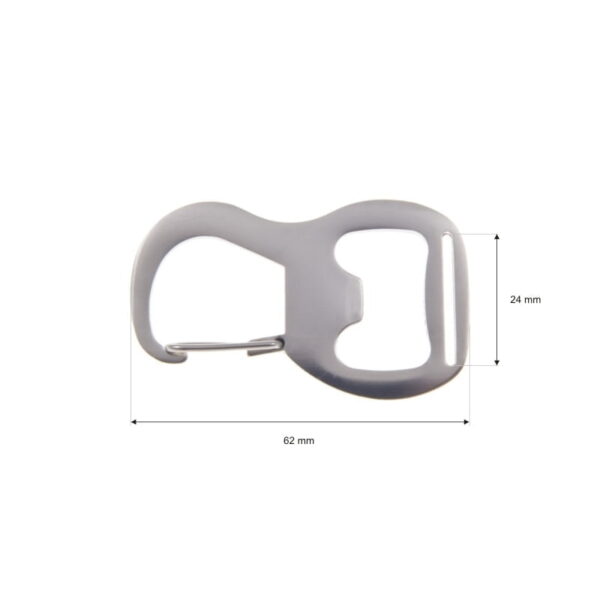 Karabińczyk metalowy 24 mm otwieracz nikiel mat