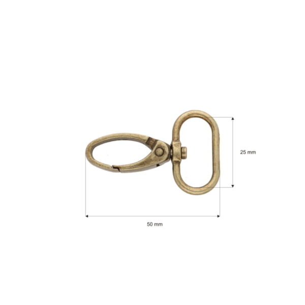 Karabińczyk metalowy 25 mm 0037 krab stare złoto