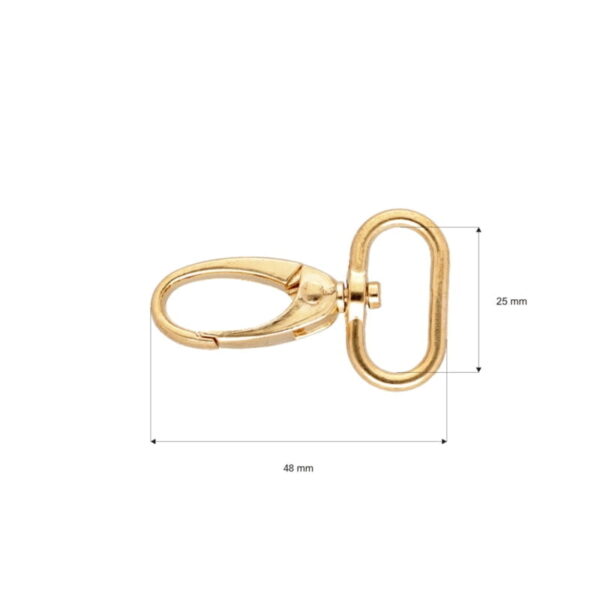 Karabińczyk metalowy 25 mm 0037 krab złoto połysk