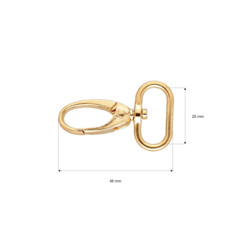 Karabińczyk metalowy 25 mm 0037 krab złoto połysk