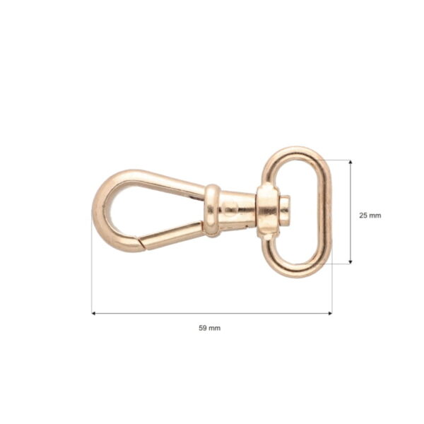 Karabińczyk metalowy 25 mm rf-877 jasnozłoty