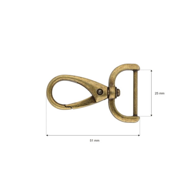 Karabińczyk metalowy 25 mm rf-970 stare złoto
