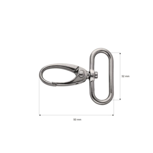 Karabińczyk metalowy 32 mm 0037 krab czarny nikiel