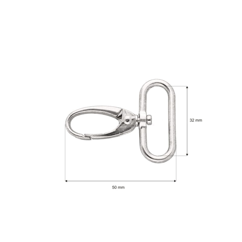 Karabińczyk metalowy 32 mm 0037 krab nikiel połysk