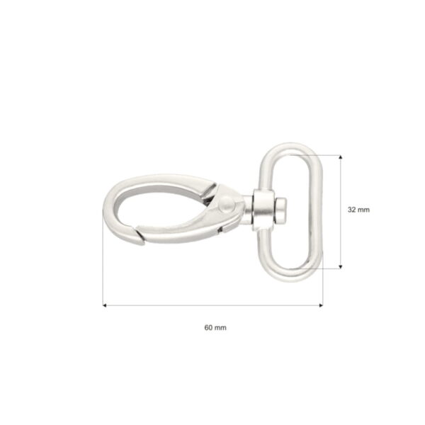 Karabińczyk metalowy 32 mm 0325-0152 krab nikiel mat