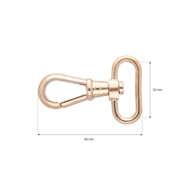 Karabińczyk metalowy 32 mm rf-877 jasnozłoty