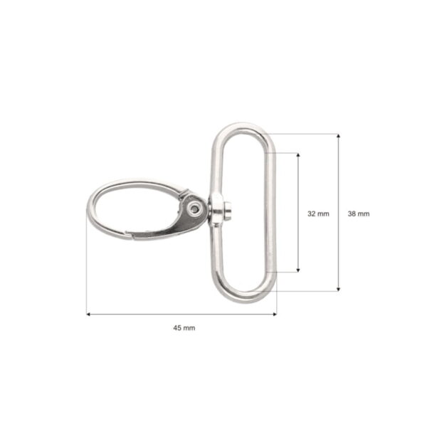 Karabińczyk metalowy 38/45l mm rf-850 krab nikiel