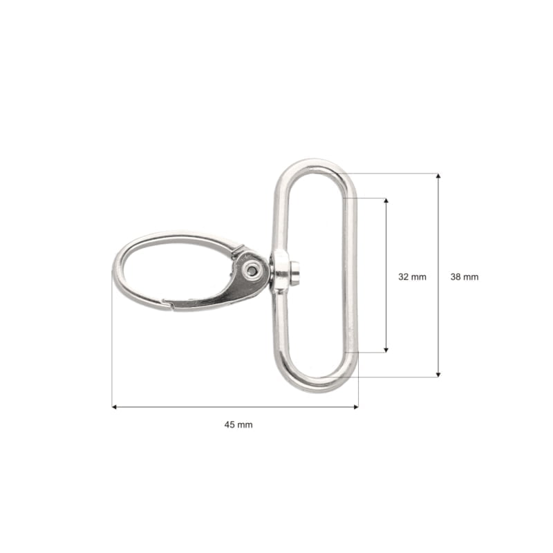 Karabińczyk metalowy 38/45l mm rf-850 krab nikiel