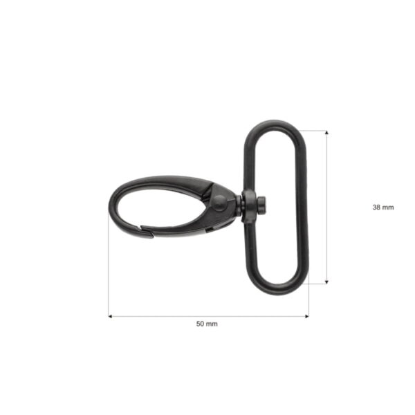 Karabińczyk metalowy 38 mm 0037 krab czarny mat