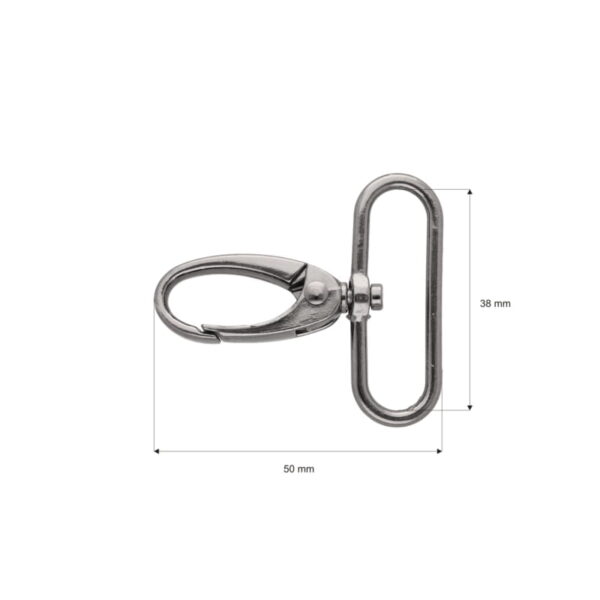 Karabińczyk metalowy 38 mm krab nikiel czarny
