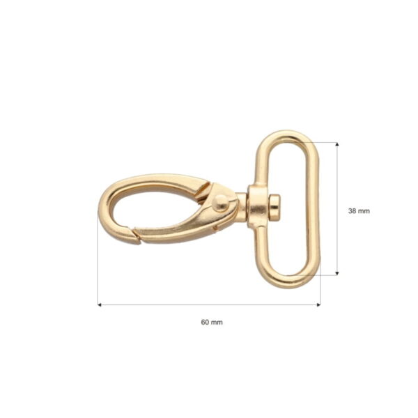 Karabińczyk metalowy 38 mm rf-111 krab jasne złoto