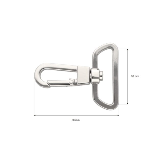 Karabińczyk metalowy 38 mm yme0621(0268) nikiel połysk