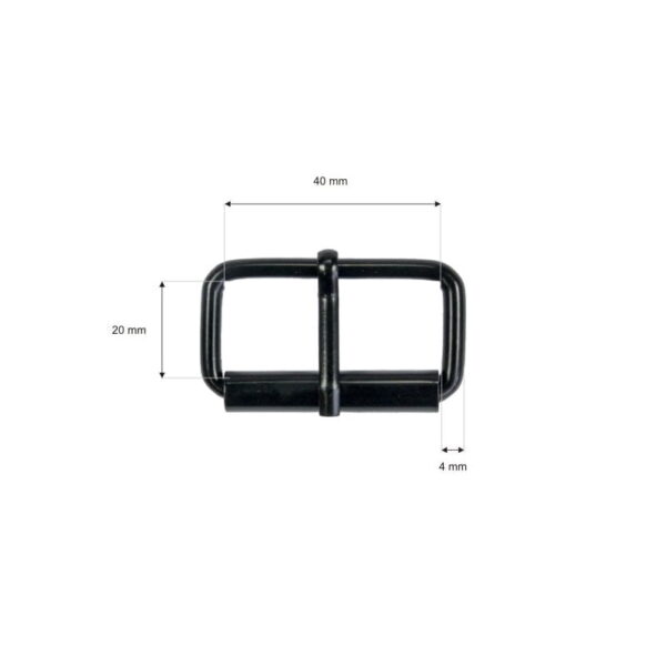 Klamra rymarska jednozaczepowa 40/20/4 mm czarny mat drut