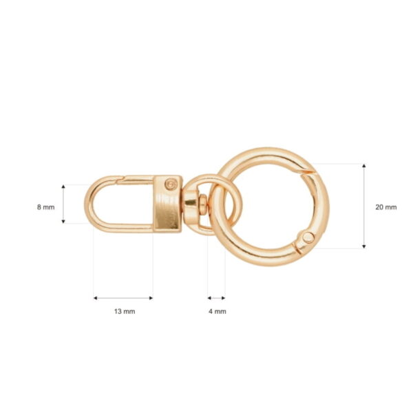 Zawieszka (brelok) metalowa do torebki 411-372 jasne złoto