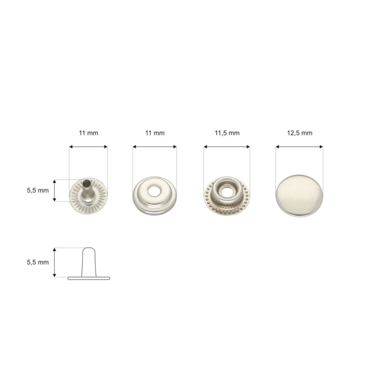 Druckknopf aus Metall 12.5mm - Silber