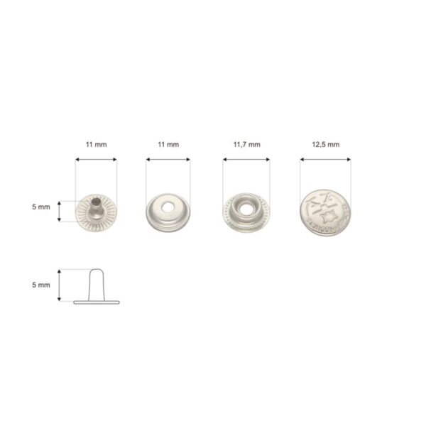 Druckknopf aus metall 12,5mm - Silber