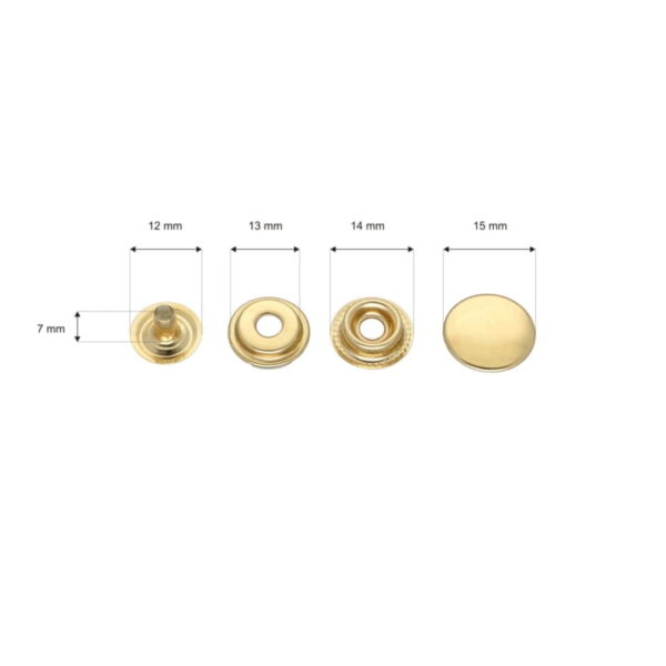 Druckknopf aus metall 15mm Licht Gold