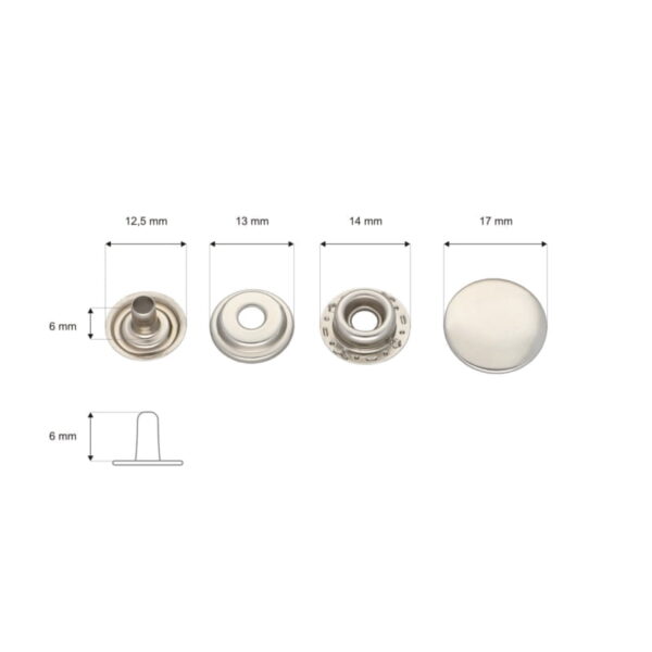 Druckknopf aus Metall 17mm - Silber