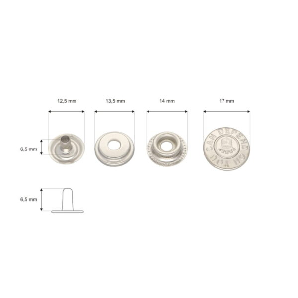 Druckknopf aus Metall 17mm - Silber