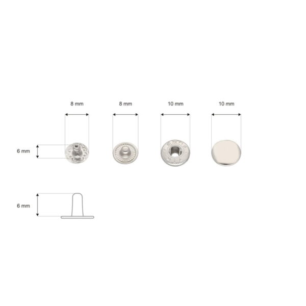 Druckknopf aus Metall Alfa 10mm - Silber