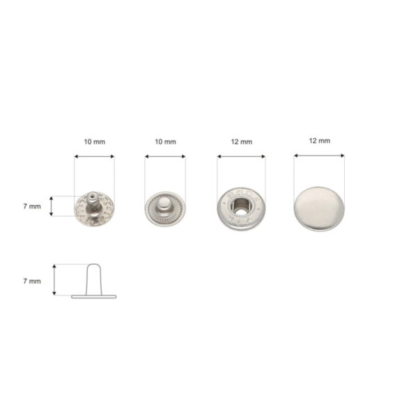 Druckknopf aus Metall Alfa 12,5mm - Silber