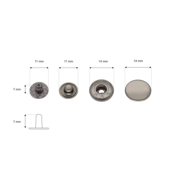 Druckknopf aus Metall Alfa 15mm Schwarz mit Silbertone