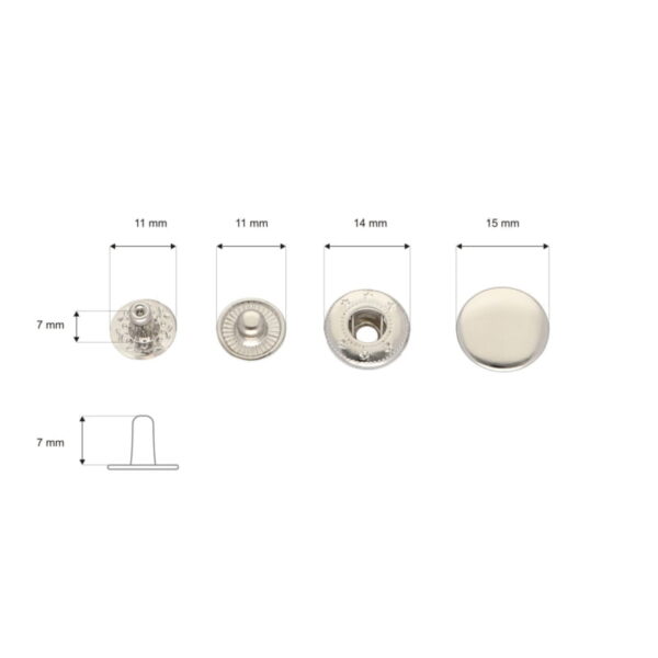 Druckknopf aus Metall Alfa 17mm - Silber