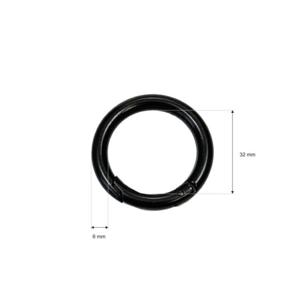 Offene Metallringe (Schekel) 32/6 mm - Matt Schwarz