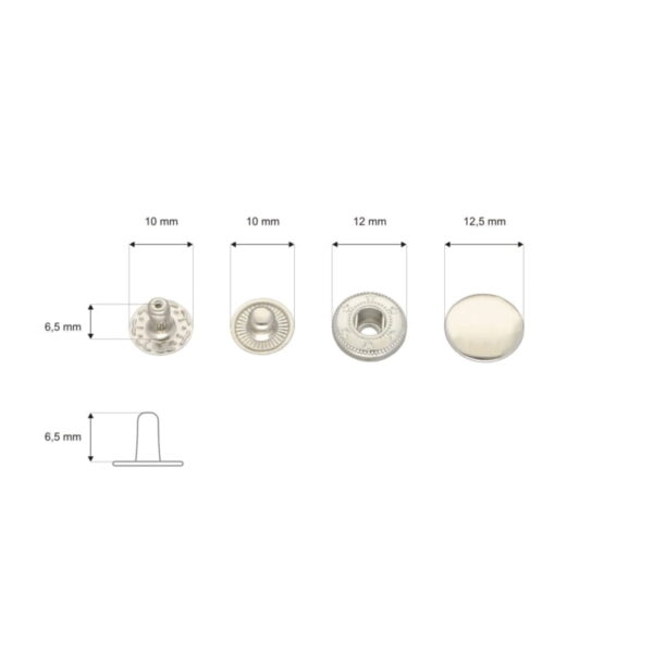 Rostfrei Druckknopf aus Metall Alfa 12.5mm - Silber