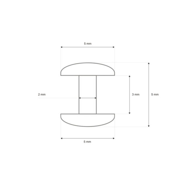 Niete Zweiseitig Lux 5/2/5 mm Silber - 1000 Stück