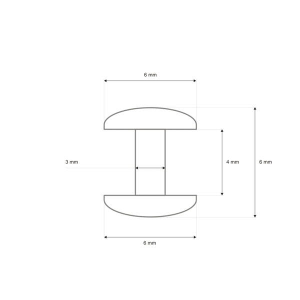 Niete Zweiseitig Lux 6/3/6 mm - Silber - 1000 Stück