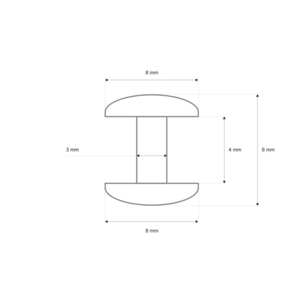 Niete Zweiseitig Lux 8/3/6 mm - Silber - 1000 Stück