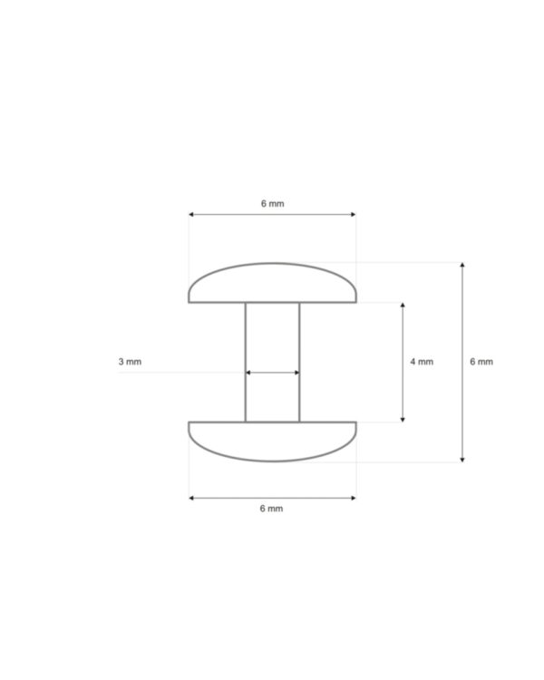 Niete zweiseitig lux 6/3/6 mm Altgold